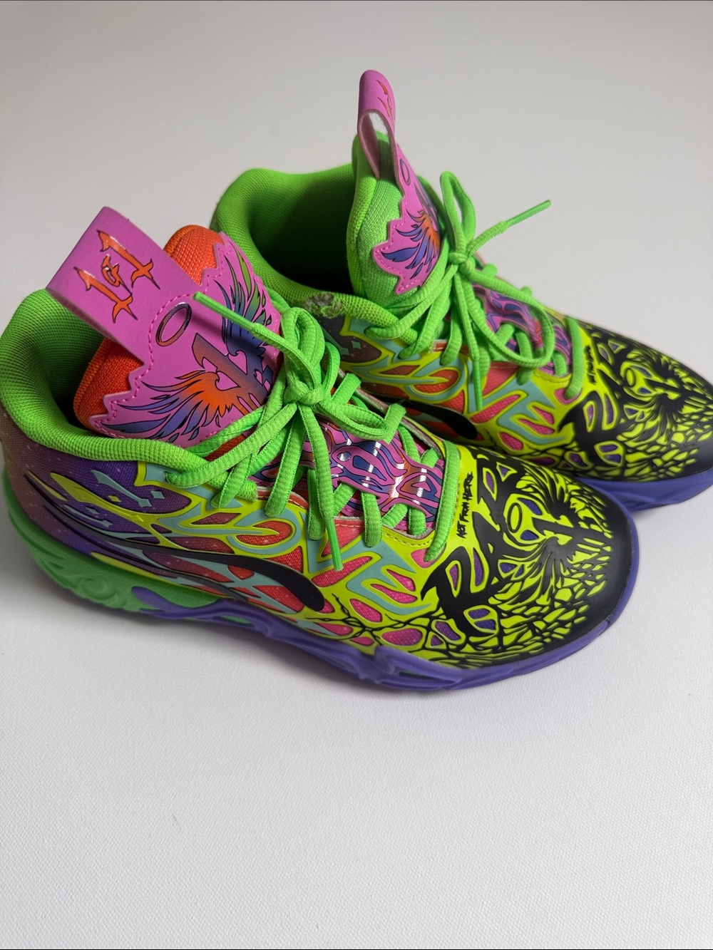 Nike Kids Green Neon Multi-Color Graphic Sneakers